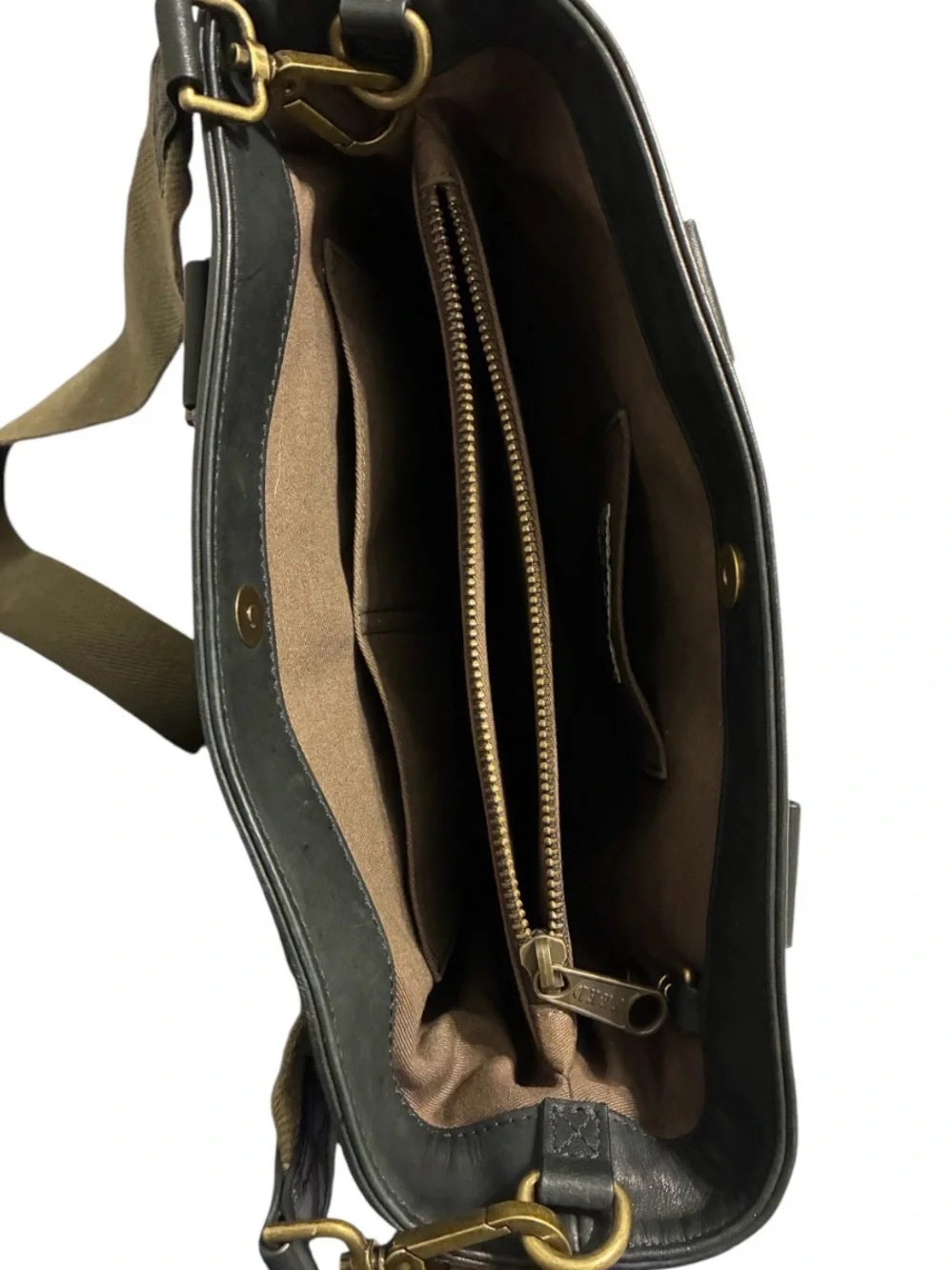 FEED Black Genuine Leather Work Bag Crossbody